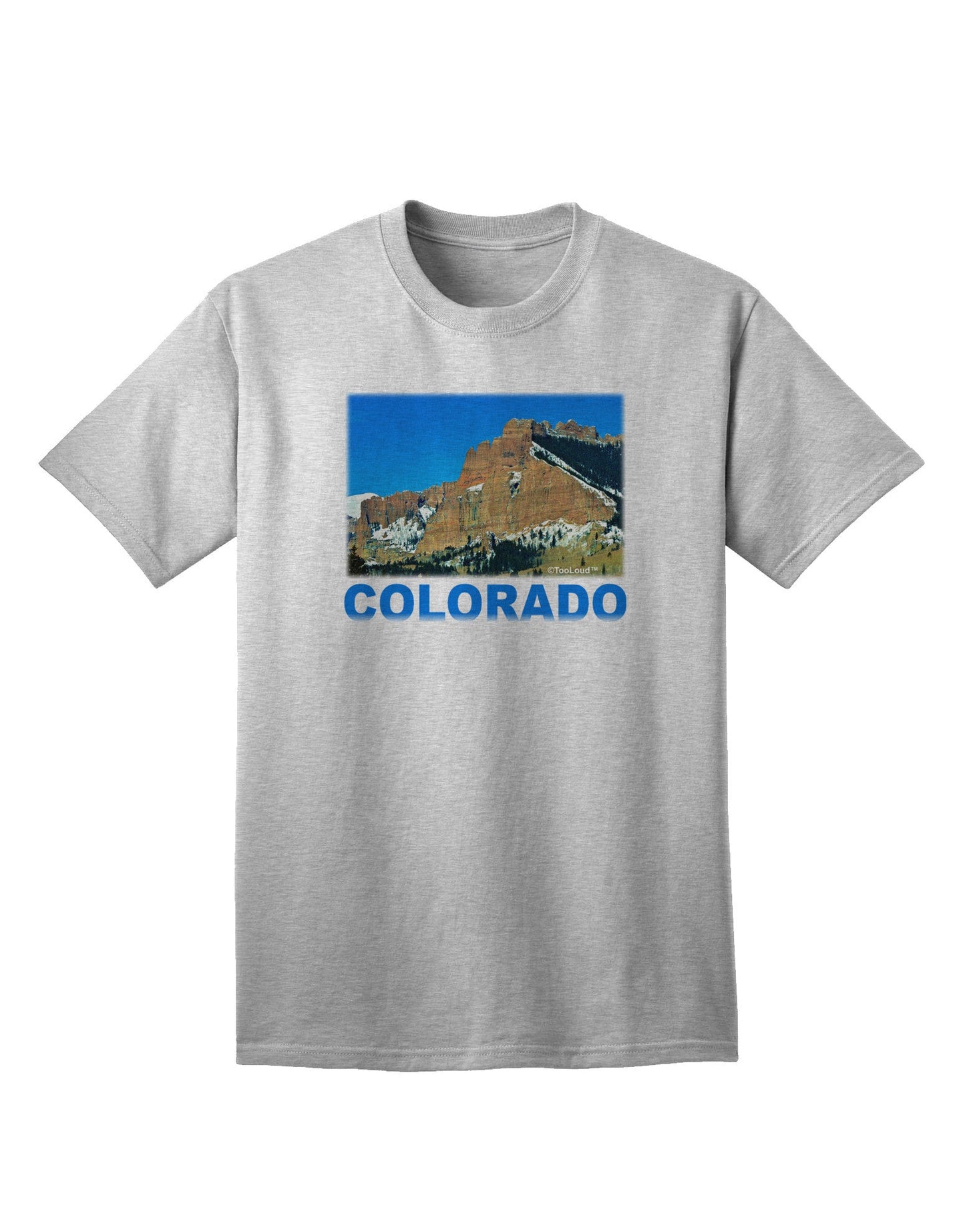 Colorado Snowy Mountains Text Adult T-Shirt-Mens T-Shirt-TooLoud-AshGray-Small-Davson Sales