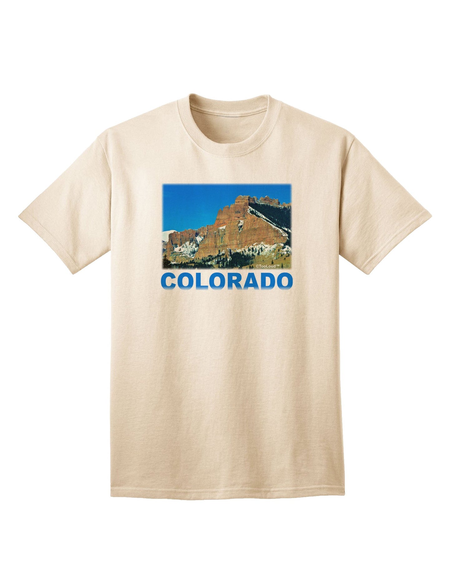Colorado Snowy Mountains Text Adult T-Shirt-Mens T-Shirt-TooLoud-Natural-Small-Davson Sales