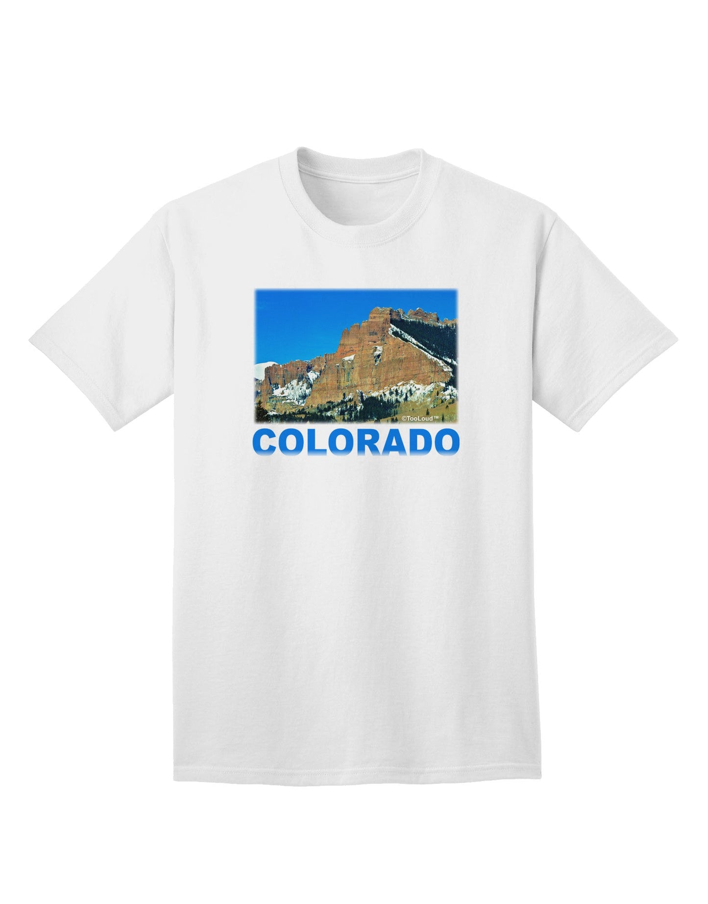 Colorado Snowy Mountains Text Adult T-Shirt-Mens T-Shirt-TooLoud-White-Small-Davson Sales