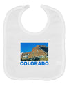 Colorado Snowy Mountains Text Baby Bib