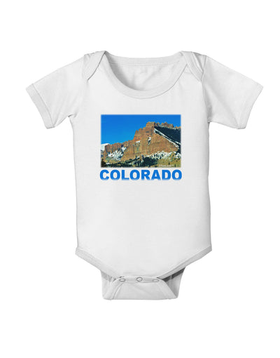 Colorado Snowy Mountains Text Baby Romper Bodysuit-Baby Romper-TooLoud-White-06-Months-Davson Sales