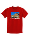 Colorado Snowy Mountains Text Childrens Dark T-Shirt-Childrens T-Shirt-TooLoud-Red-X-Small-Davson Sales