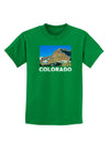 Colorado Snowy Mountains Text Childrens Dark T-Shirt-Childrens T-Shirt-TooLoud-Kelly-Green-X-Small-Davson Sales