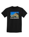 Colorado Snowy Mountains Text Childrens Dark T-Shirt-Childrens T-Shirt-TooLoud-Black-X-Small-Davson Sales