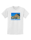 Colorado Snowy Mountains Text Childrens T-Shirt-Childrens T-Shirt-TooLoud-White-X-Small-Davson Sales