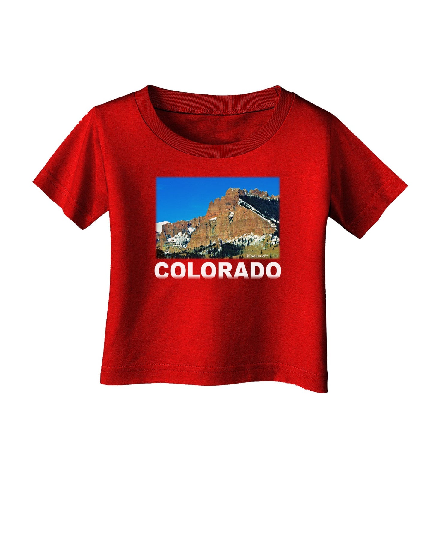Colorado Snowy Mountains Text Infant T-Shirt Dark-Infant T-Shirt-TooLoud-Red-06-Months-Davson Sales