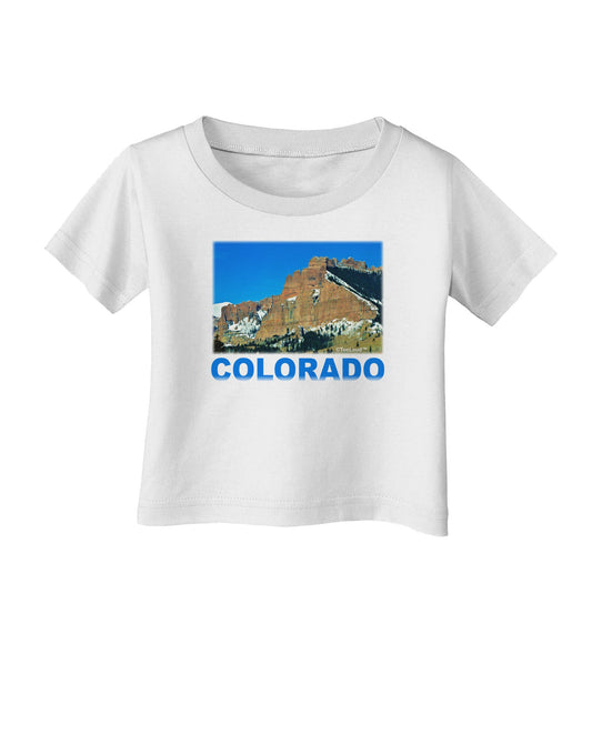 Colorado Snowy Mountains Text Infant T-Shirt-Infant T-Shirt-TooLoud-White-06-Months-Davson Sales
