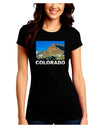 Colorado Snowy Mountains Text Juniors Crew Dark T-Shirt-T-Shirts Juniors Tops-TooLoud-Black-Juniors Fitted Small-Davson Sales