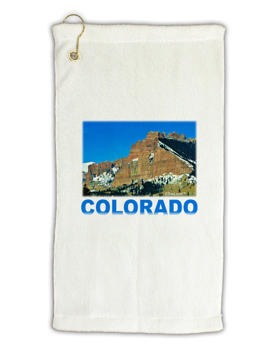 Colorado Snowy Mountains Text Micro Terry Gromet Golf Towel 16 x 25 inch-Golf Towel-TooLoud-White-Davson Sales