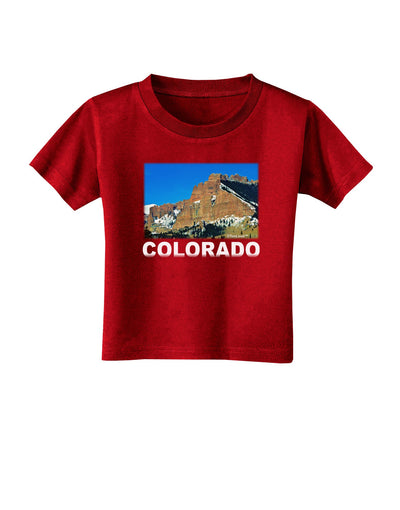 Colorado Snowy Mountains Text Toddler T-Shirt Dark-Toddler T-Shirt-TooLoud-Red-2T-Davson Sales