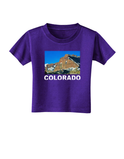 Colorado Snowy Mountains Text Toddler T-Shirt Dark-Toddler T-Shirt-TooLoud-Purple-2T-Davson Sales