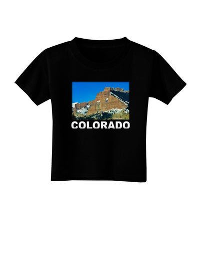 Colorado Snowy Mountains Text Toddler T-Shirt Dark-Toddler T-Shirt-TooLoud-Black-2T-Davson Sales