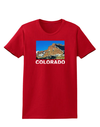 Colorado Snowy Mountains Text Womens Dark T-Shirt-TooLoud-Red-X-Small-Davson Sales