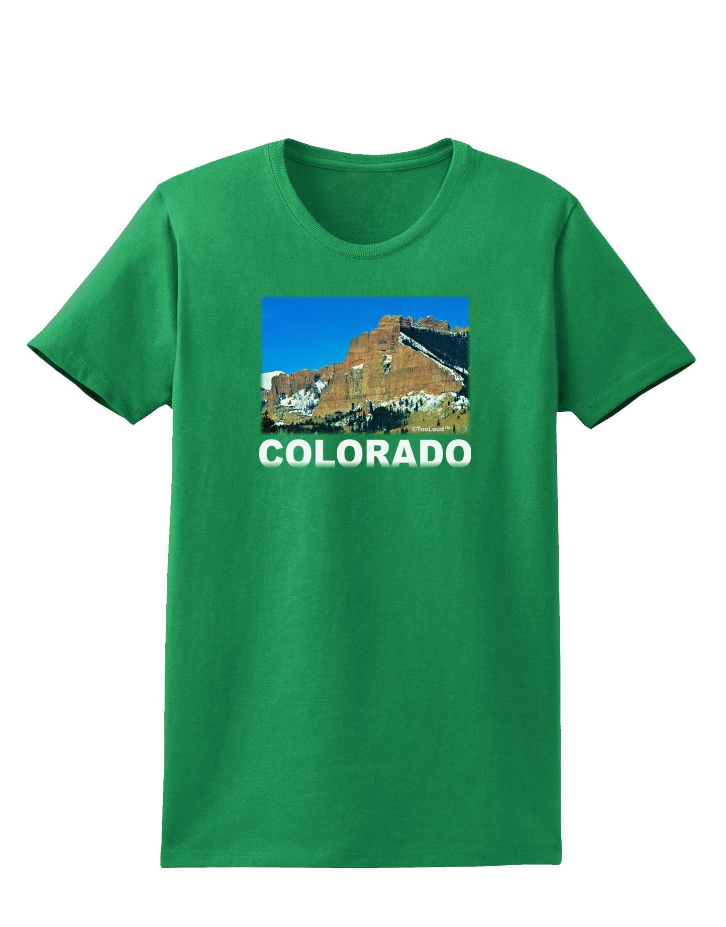 Colorado Snowy Mountains Text Womens Dark T-Shirt-TooLoud-Kelly-Green-X-Small-Davson Sales