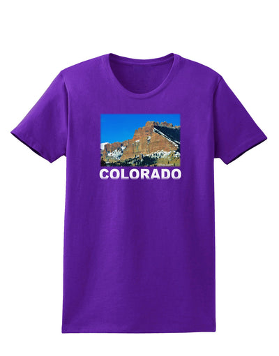 Colorado Snowy Mountains Text Womens Dark T-Shirt-TooLoud-Purple-X-Small-Davson Sales