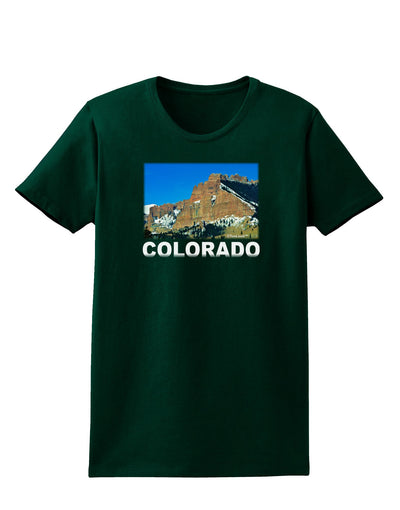 Colorado Snowy Mountains Text Womens Dark T-Shirt-TooLoud-Forest-Green-Small-Davson Sales