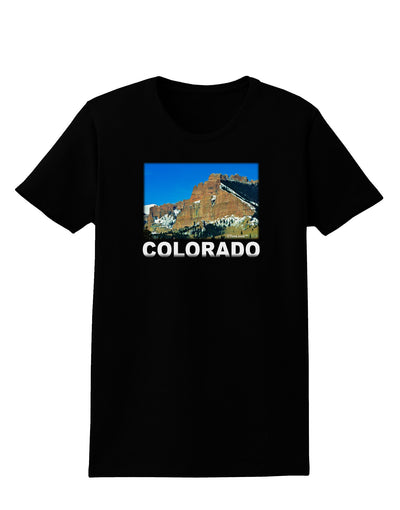 Colorado Snowy Mountains Text Womens Dark T-Shirt-TooLoud-Black-X-Small-Davson Sales