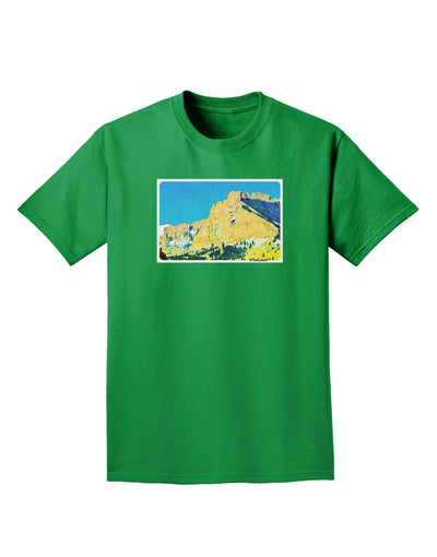 Colorado Snowy Mtns WaterColor Adult Dark T-Shirt-Mens T-Shirt-TooLoud-Kelly-Green-Small-Davson Sales