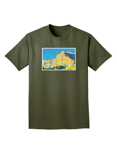 Colorado Snowy Mtns WaterColor Adult Dark T-Shirt-Mens T-Shirt-TooLoud-Military-Green-Small-Davson Sales