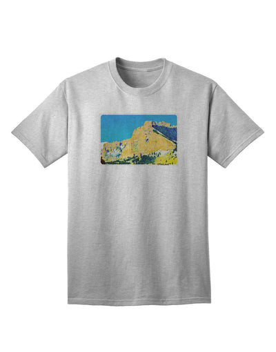 Colorado Snowy Mtns WaterColor Adult T-Shirt-Mens T-Shirt-TooLoud-AshGray-Small-Davson Sales