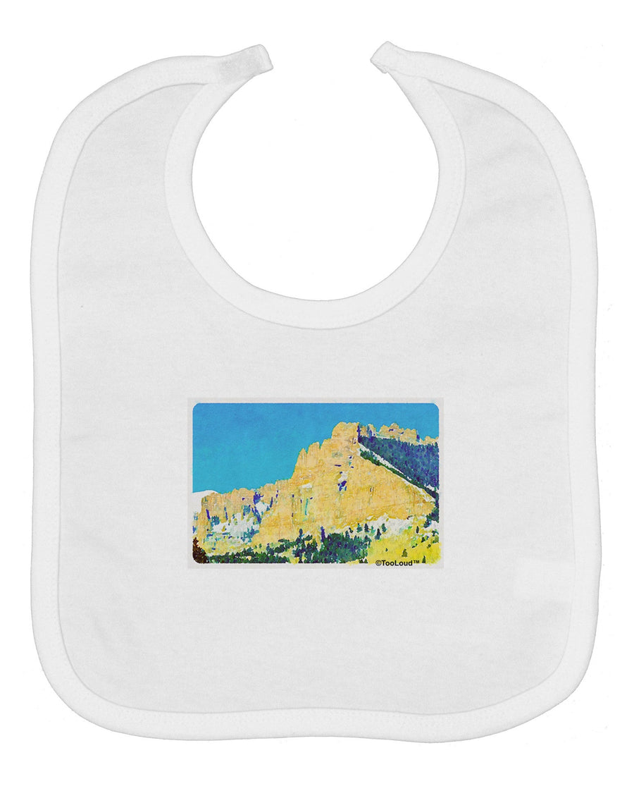 Colorado Snowy Mtns WaterColor Baby Bib