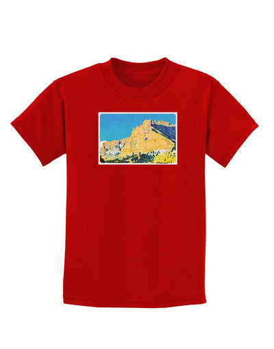 Colorado Snowy Mtns WaterColor Childrens Dark T-Shirt-Childrens T-Shirt-TooLoud-Red-X-Small-Davson Sales