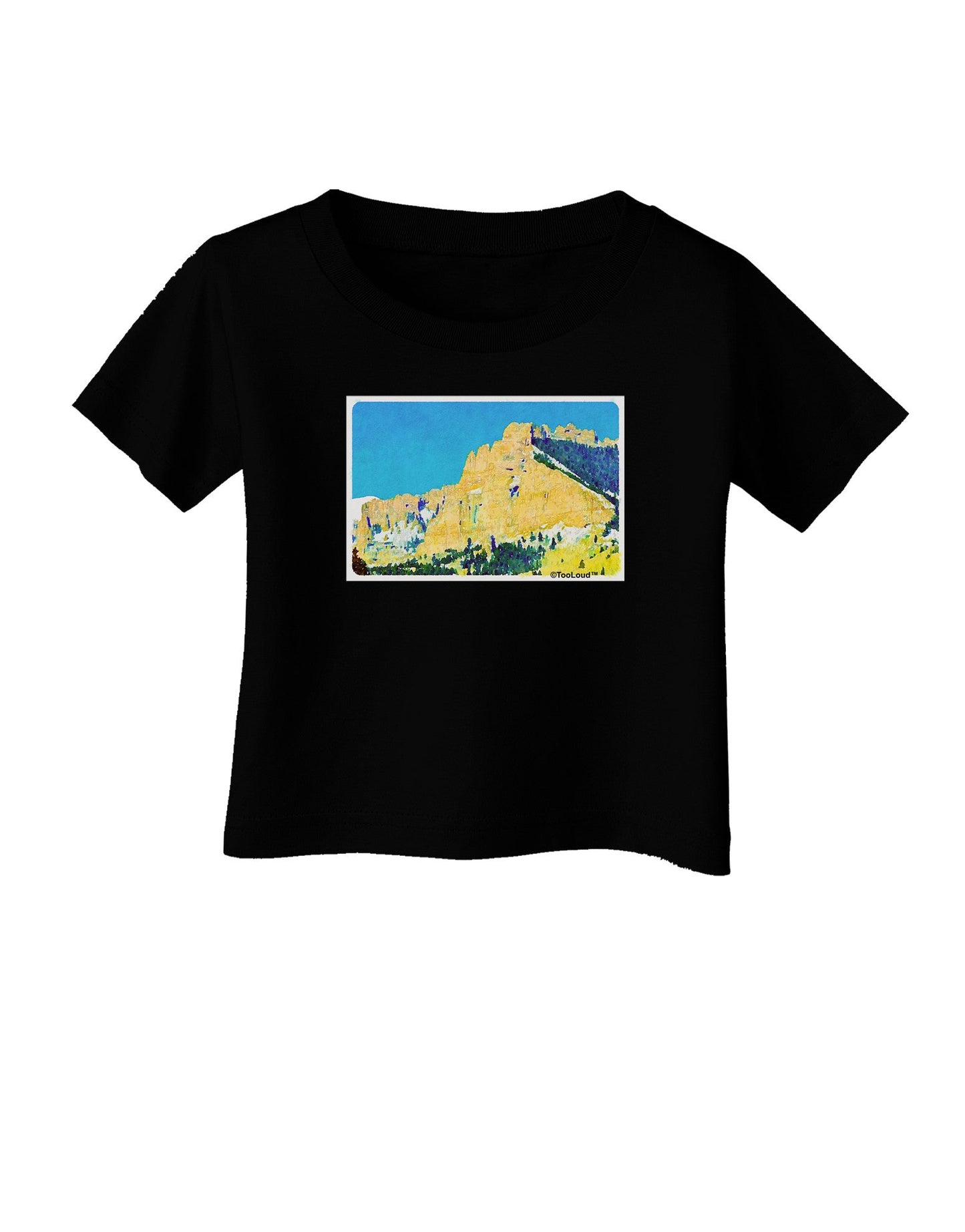 Colorado Snowy Mtns WaterColor Infant T-Shirt Dark-Infant T-Shirt-TooLoud-Black-06-Months-Davson Sales