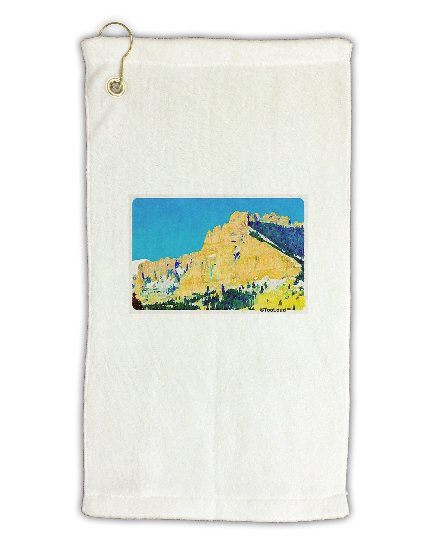 Colorado Snowy Mtns WaterColor Micro Terry Gromet Golf Towel 16 x 25 inch-Golf Towel-TooLoud-White-Davson Sales