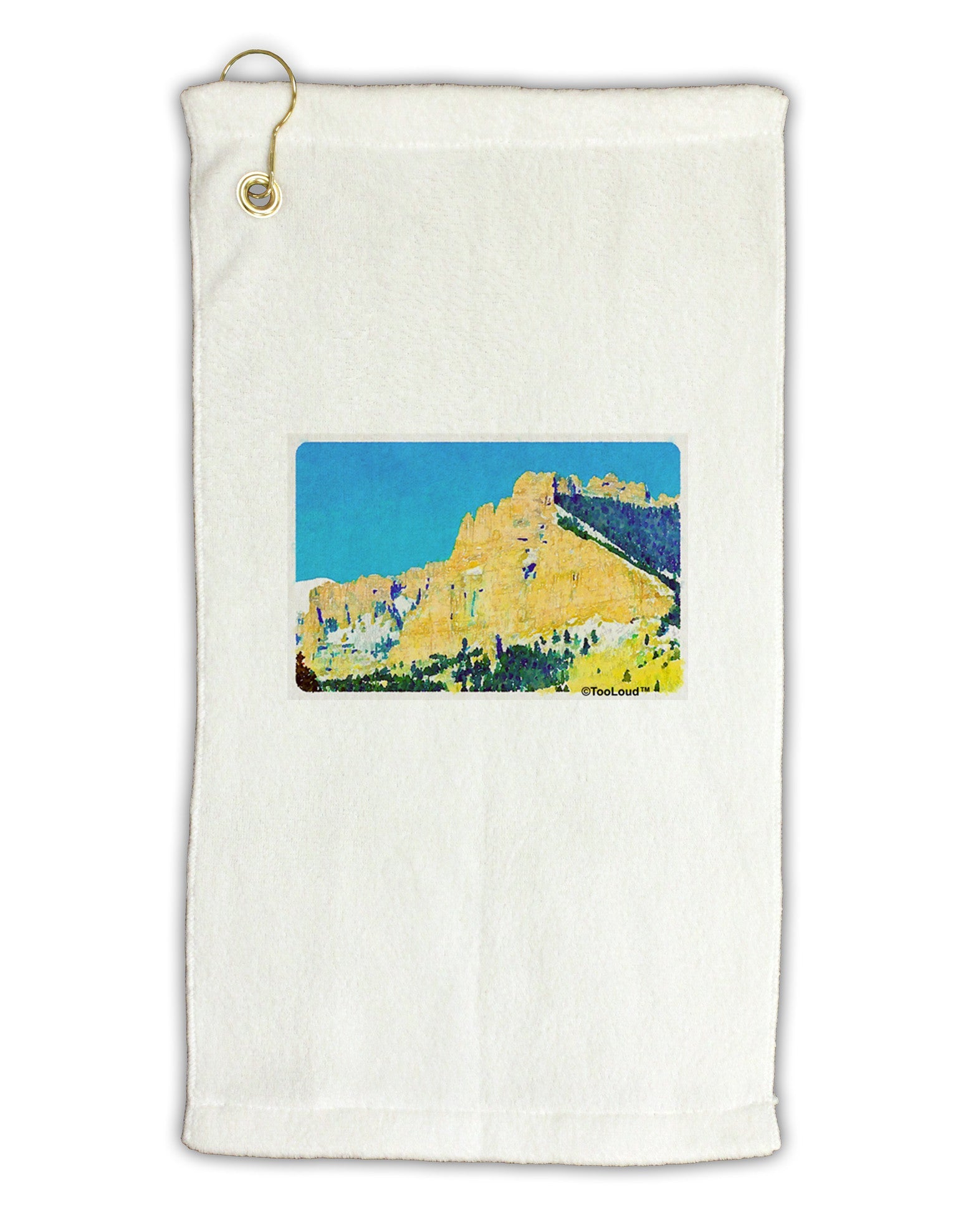 Colorado Snowy Mtns WaterColor Micro Terry Gromet Golf Towel 16 x 25 inch-Golf Towel-TooLoud-White-Davson Sales