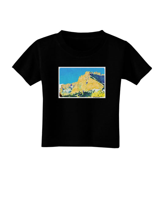 Colorado Snowy Mtns WaterColor Toddler T-Shirt Dark-Toddler T-Shirt-TooLoud-Black-2T-Davson Sales