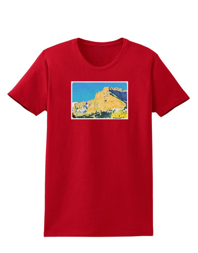 Colorado Snowy Mtns WaterColor Womens Dark T-Shirt-TooLoud-Red-X-Small-Davson Sales