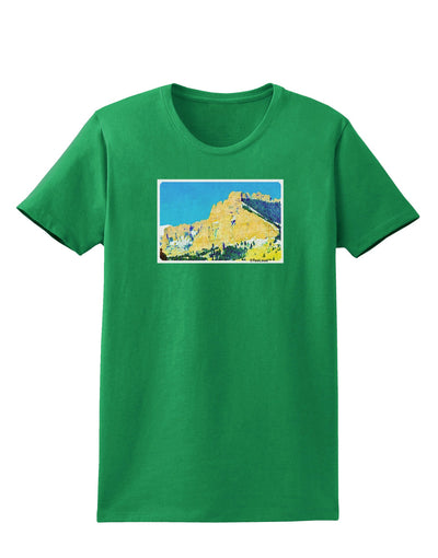 Colorado Snowy Mtns WaterColor Womens Dark T-Shirt-TooLoud-Kelly-Green-X-Small-Davson Sales