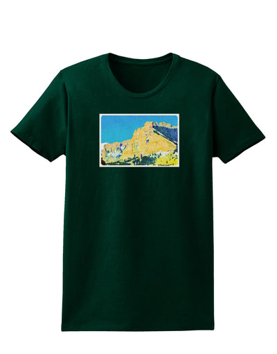 Colorado Snowy Mtns WaterColor Womens Dark T-Shirt-TooLoud-Forest-Green-Small-Davson Sales