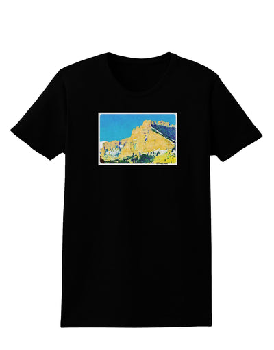 Colorado Snowy Mtns WaterColor Womens Dark T-Shirt-TooLoud-Black-X-Small-Davson Sales