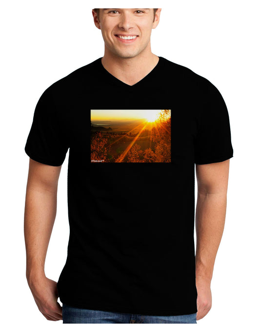 Colorado Sunset Adult Dark V-Neck T-Shirt-TooLoud-Black-Small-Davson Sales