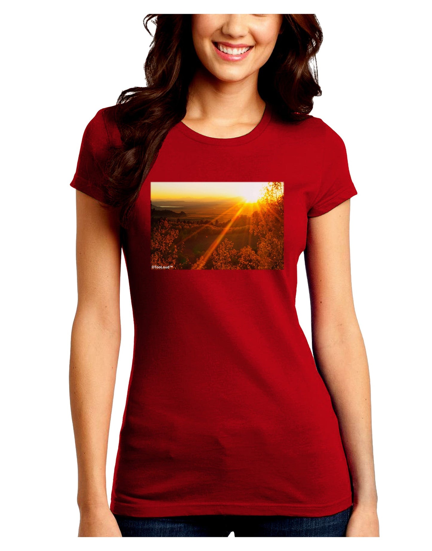 Colorado Sunset Juniors Petite Crew Dark T-Shirt-T-Shirts Juniors Tops-TooLoud-Red-Juniors Fitted Small-Davson Sales