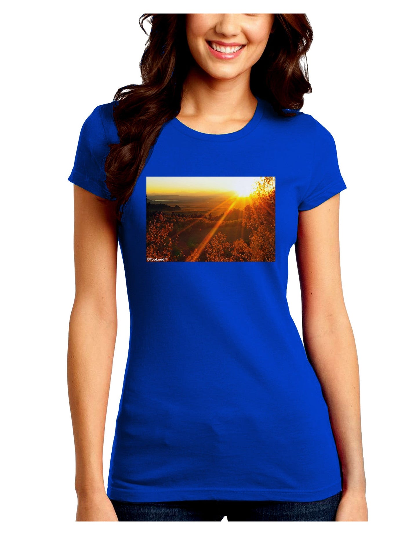 Colorado Sunset Juniors Petite Crew Dark T-Shirt-T-Shirts Juniors Tops-TooLoud-Royal-Blue-Juniors Fitted Small-Davson Sales