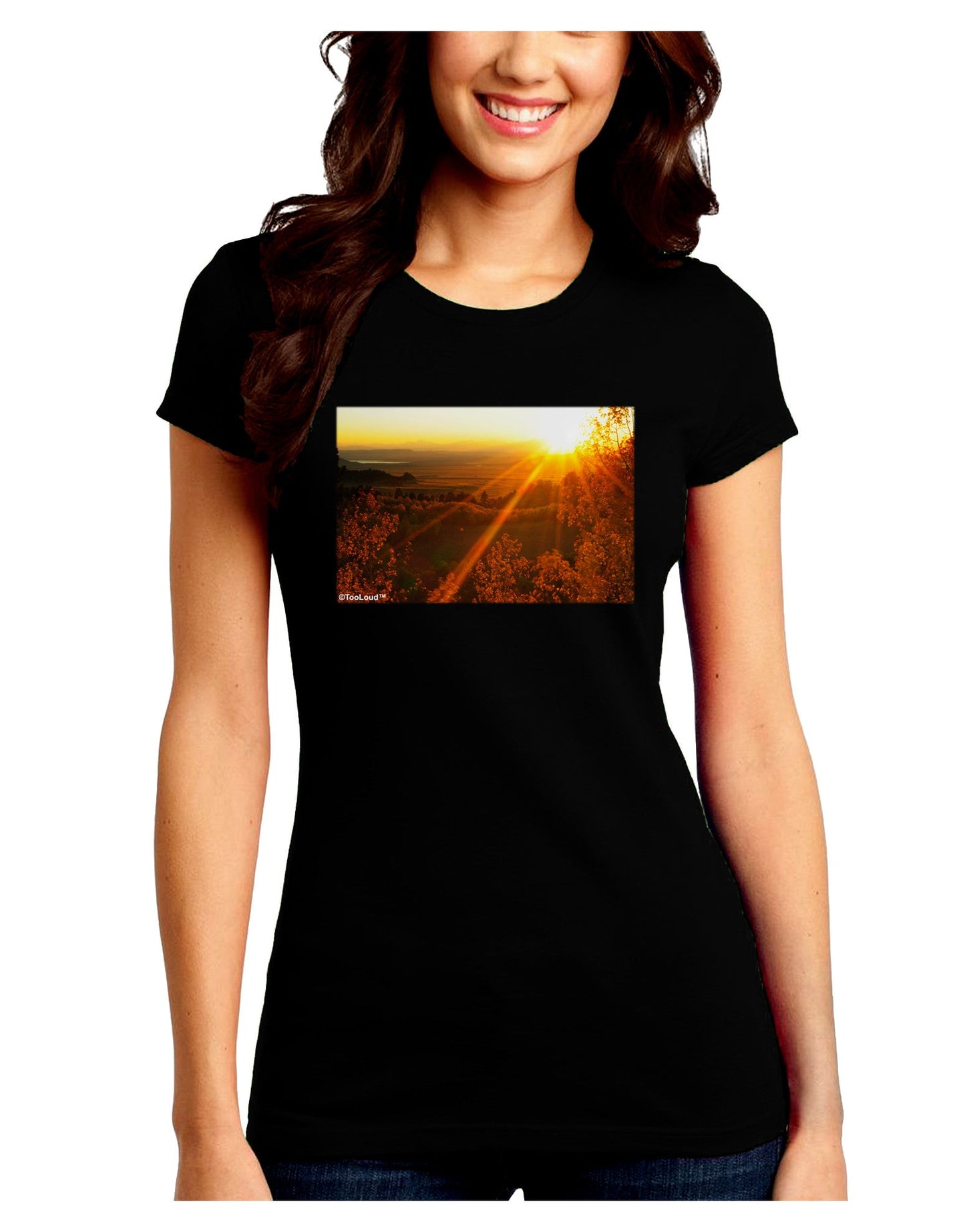 Colorado Sunset Juniors Petite Crew Dark T-Shirt-T-Shirts Juniors Tops-TooLoud-Black-Juniors Fitted Small-Davson Sales
