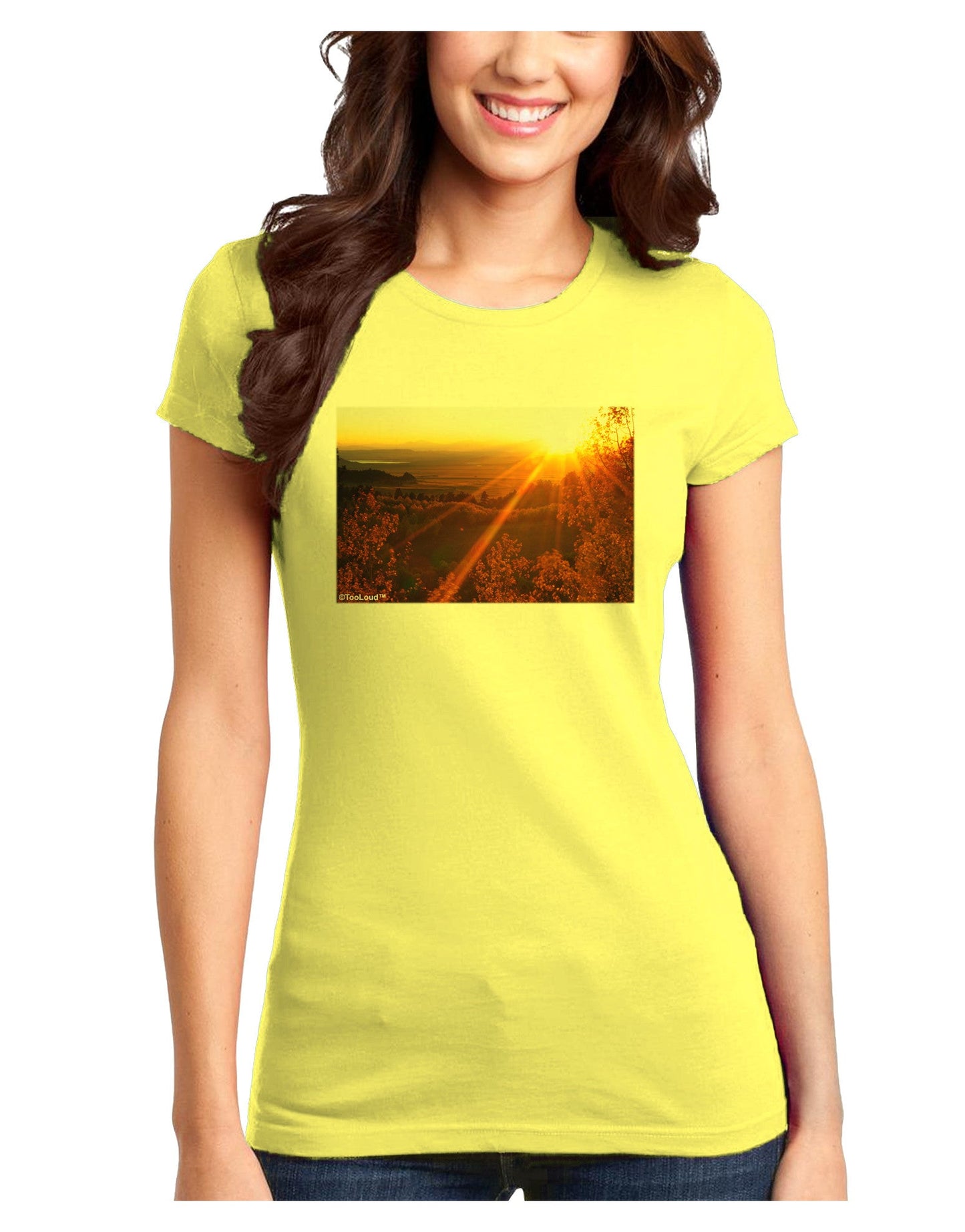 Colorado Sunset Juniors Petite T-Shirt-T-Shirts Juniors Tops-TooLoud-Yellow-Juniors Fitted X-Small-Davson Sales