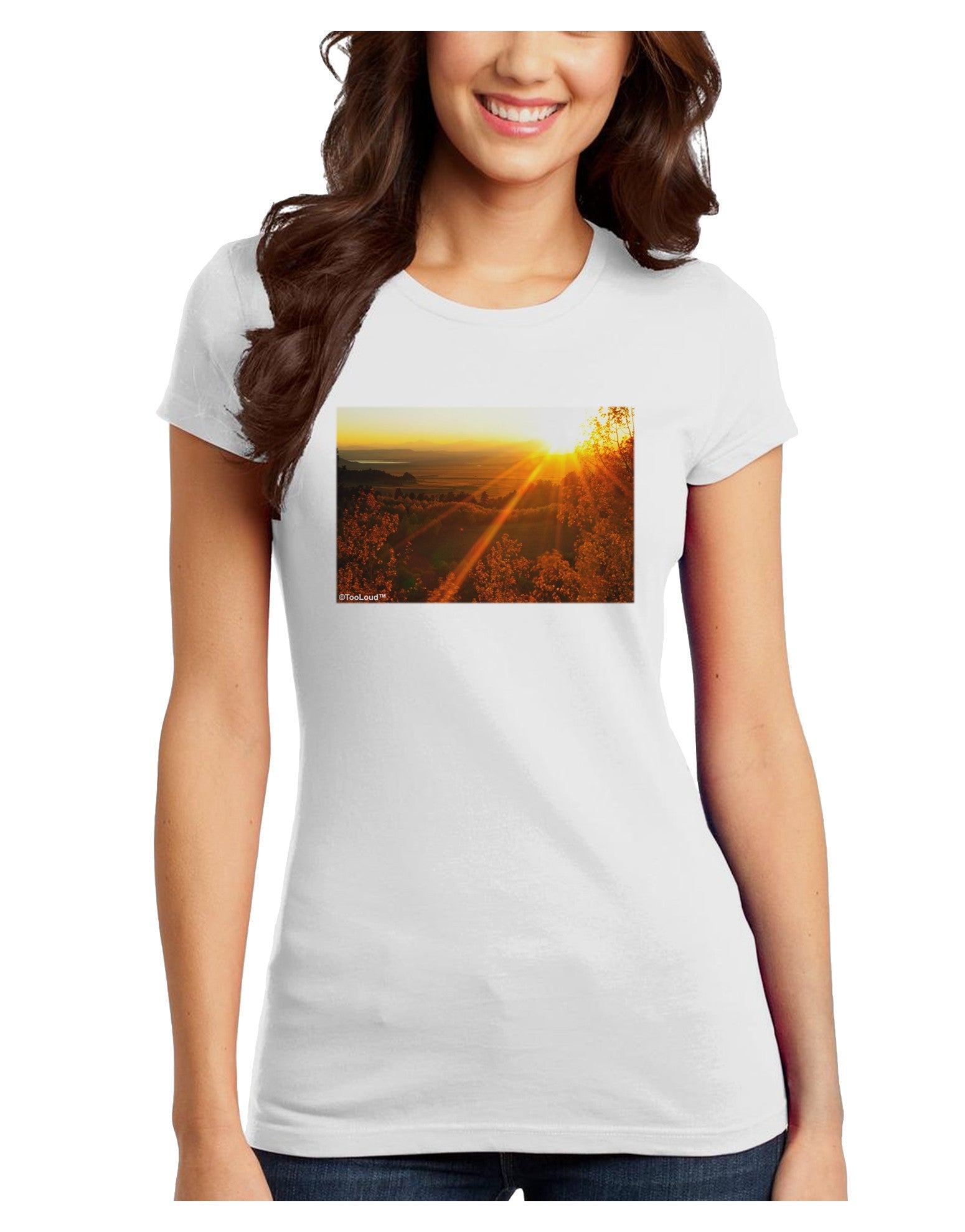 Colorado Sunset Juniors Petite T-Shirt-T-Shirts Juniors Tops-TooLoud-White-Juniors Fitted X-Small-Davson Sales