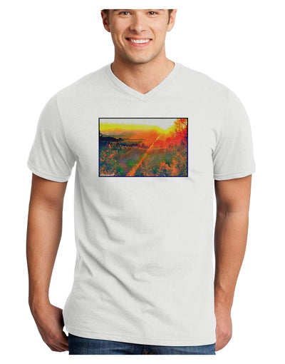 Colorado Sunset Watercolor Adult V-Neck T-shirt-Mens V-Neck T-Shirt-TooLoud-White-Small-Davson Sales