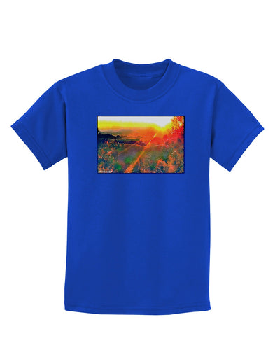 Colorado Sunset Watercolor Childrens Dark T-Shirt-Childrens T-Shirt-TooLoud-Royal-Blue-X-Small-Davson Sales