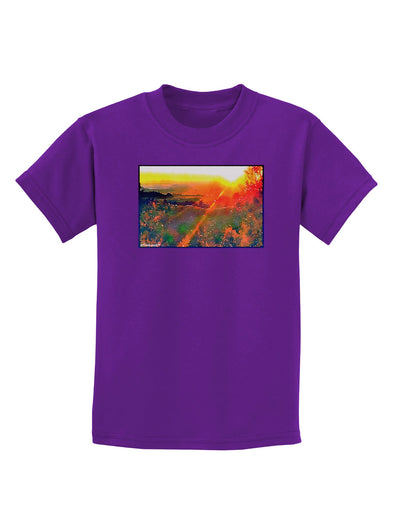 Colorado Sunset Watercolor Childrens Dark T-Shirt-Childrens T-Shirt-TooLoud-Purple-X-Small-Davson Sales