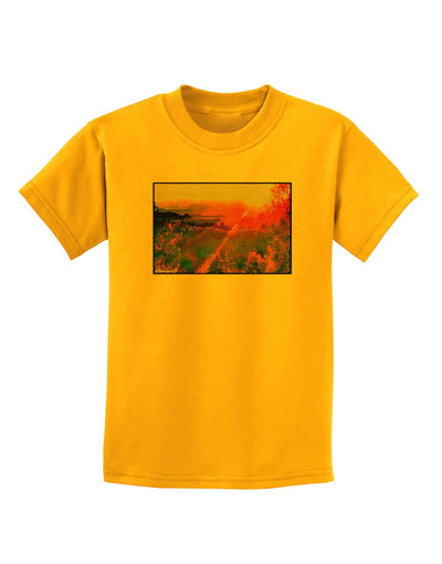 Colorado Sunset Watercolor Childrens T-Shirt-Childrens T-Shirt-TooLoud-Gold-X-Small-Davson Sales