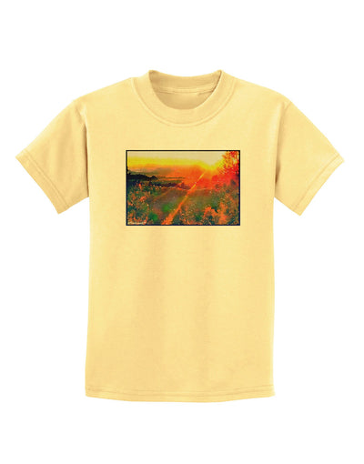 Colorado Sunset Watercolor Childrens T-Shirt-Childrens T-Shirt-TooLoud-Daffodil-Yellow-X-Small-Davson Sales