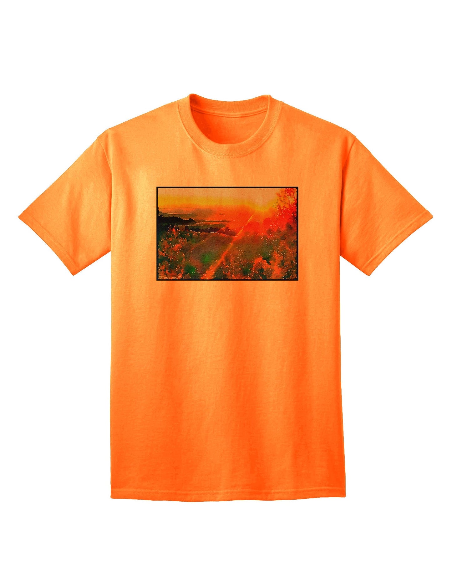 Colorado Sunset Watercolor - Premium Adult T-Shirt for Artistic Expression-Mens T-shirts-TooLoud-Neon-Orange-Small-Davson Sales