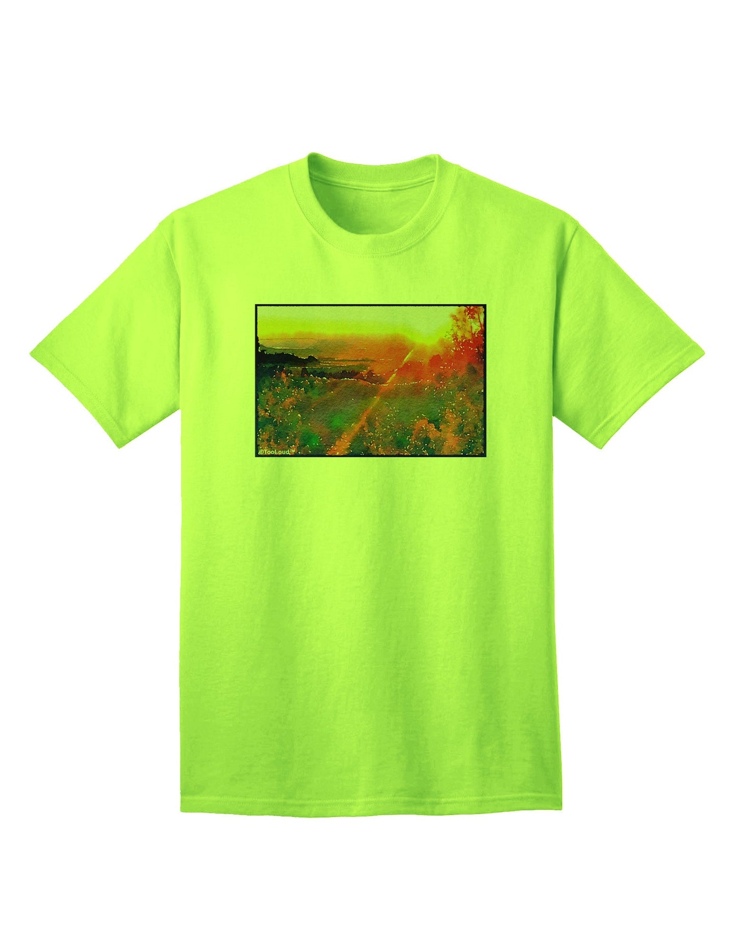 Colorado Sunset Watercolor - Premium Adult T-Shirt for Artistic Expression-Mens T-shirts-TooLoud-Neon-Green-Small-Davson Sales
