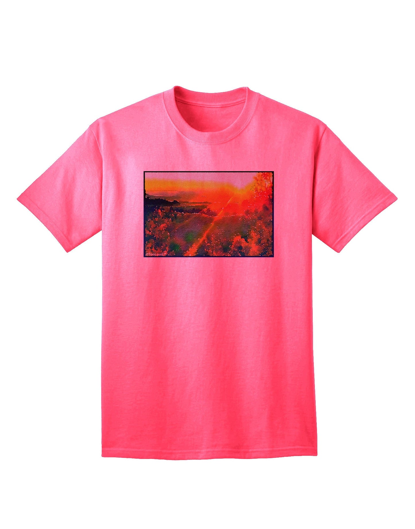 Colorado Sunset Watercolor - Premium Adult T-Shirt for Artistic Expression-Mens T-shirts-TooLoud-Neon-Pink-Small-Davson Sales