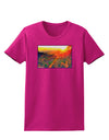 Colorado Sunset Watercolor Womens Dark T-Shirt-TooLoud-Hot-Pink-Small-Davson Sales