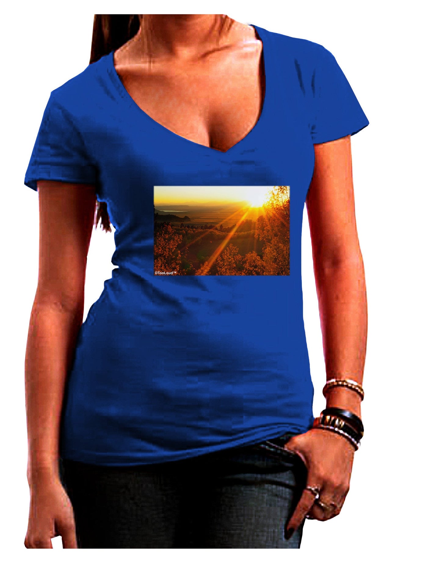 Colorado Sunset Womens V-Neck Dark T-Shirt-Womens V-Neck T-Shirts-TooLoud-Royal-Blue-Juniors Fitted Small-Davson Sales